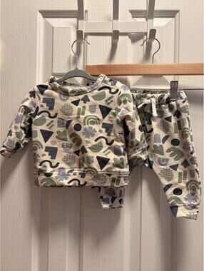 Nordstrom Baby Abstract Print 2 Piece Fleece Sweatshirt Pants Set 6 Months